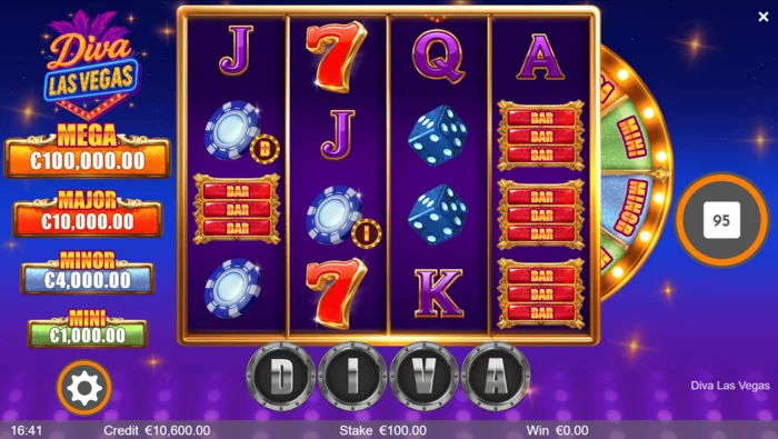 Diva Las Vegas - hlavná obrazovka s valcami 4x4